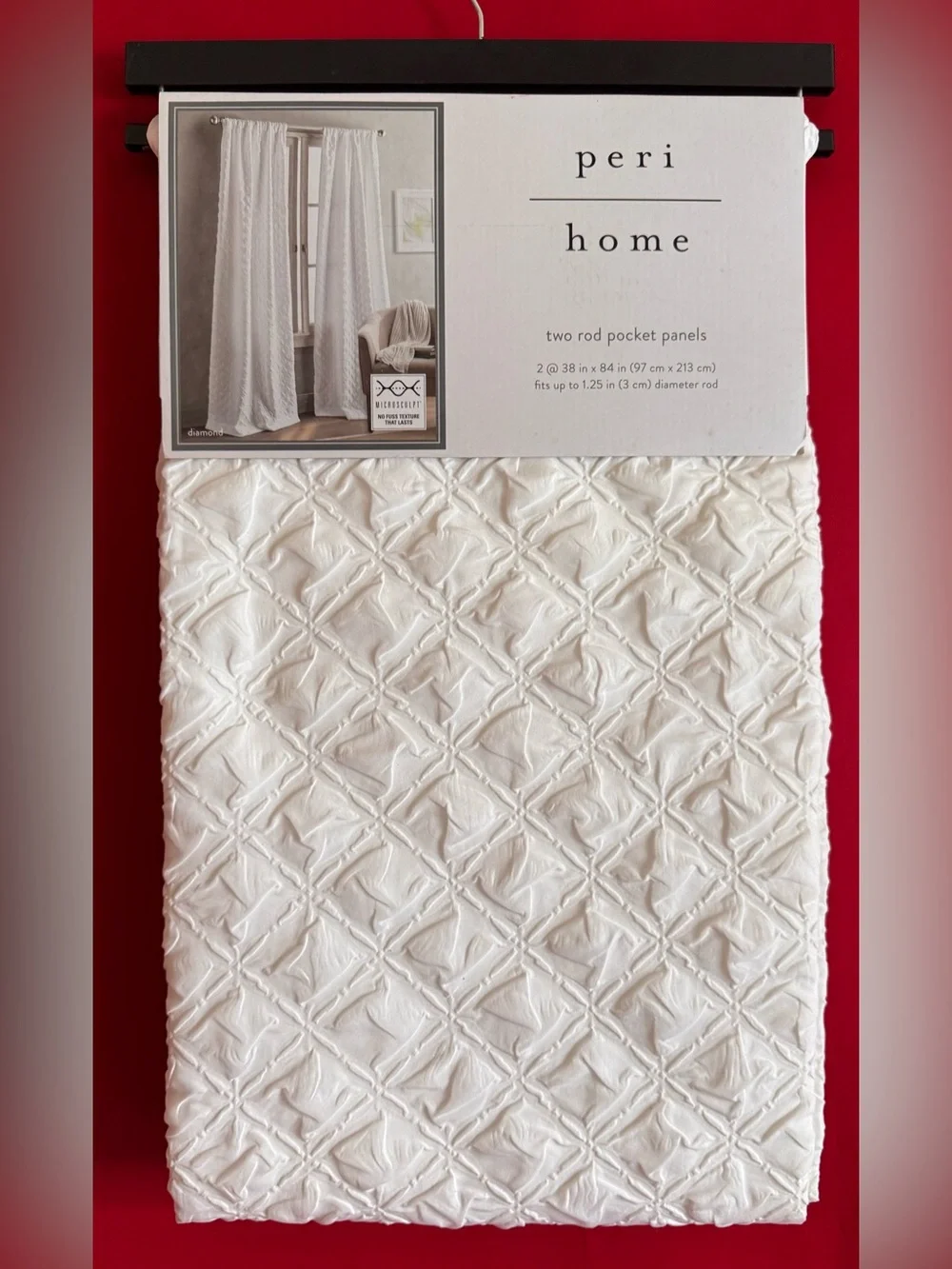 NWT- Peri Home White Textured Two-Paneled Curtain Set